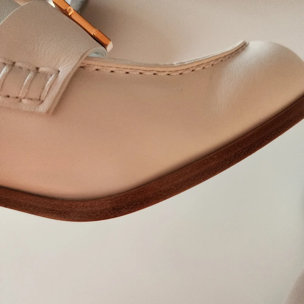 Hermès Dauphine 70 Loafer Blanc Calfskin with Rose Gold-plated Buckle sz 37.5 - Picture 8 of 16